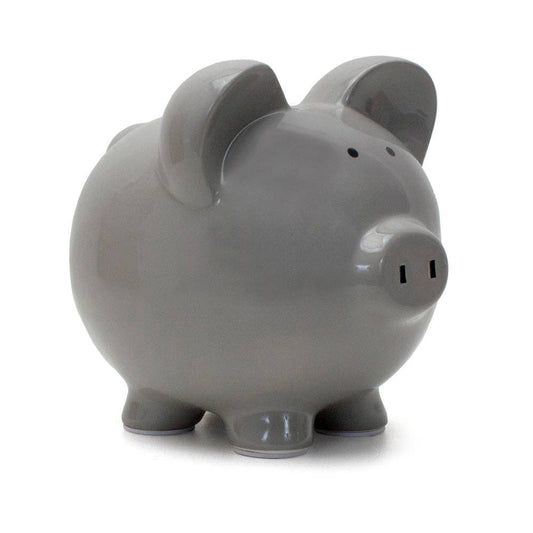 Large Gray Ceramic Piggy Bank