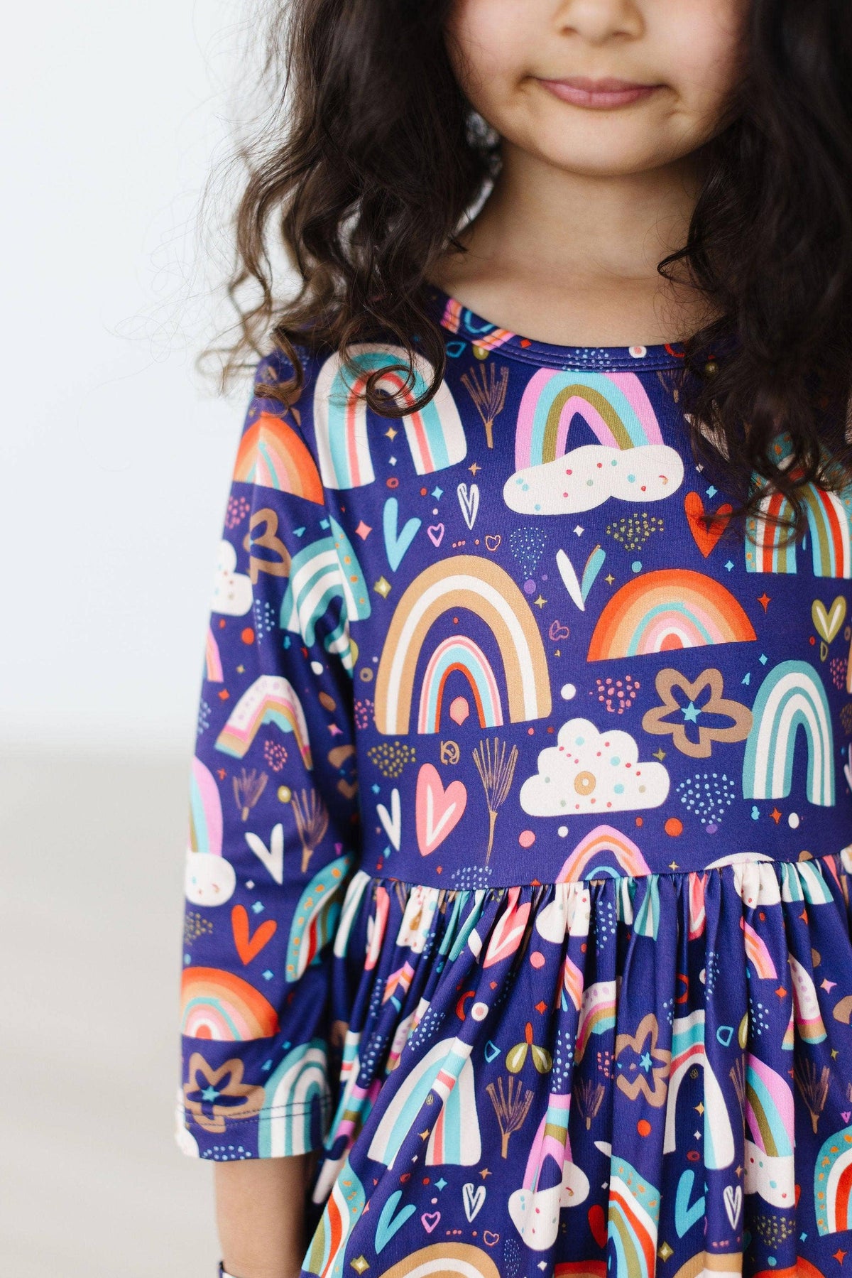 Midnight Rainbow 3/4 sleeve pocket twirl dress by Mila & Rose