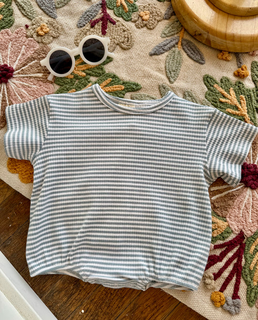 Dusty Blue Stripe T-Shirt Bubble