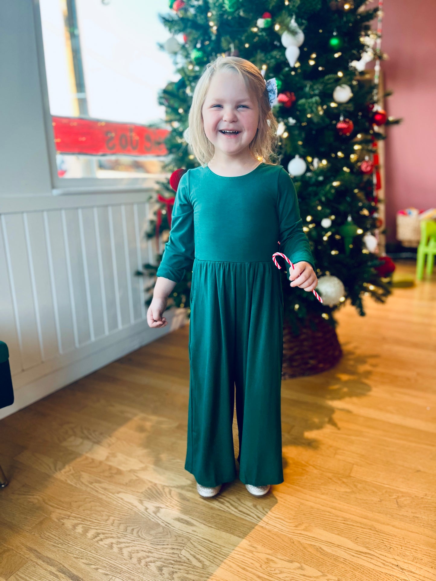 Green Long Sleeve Bamboo Romper