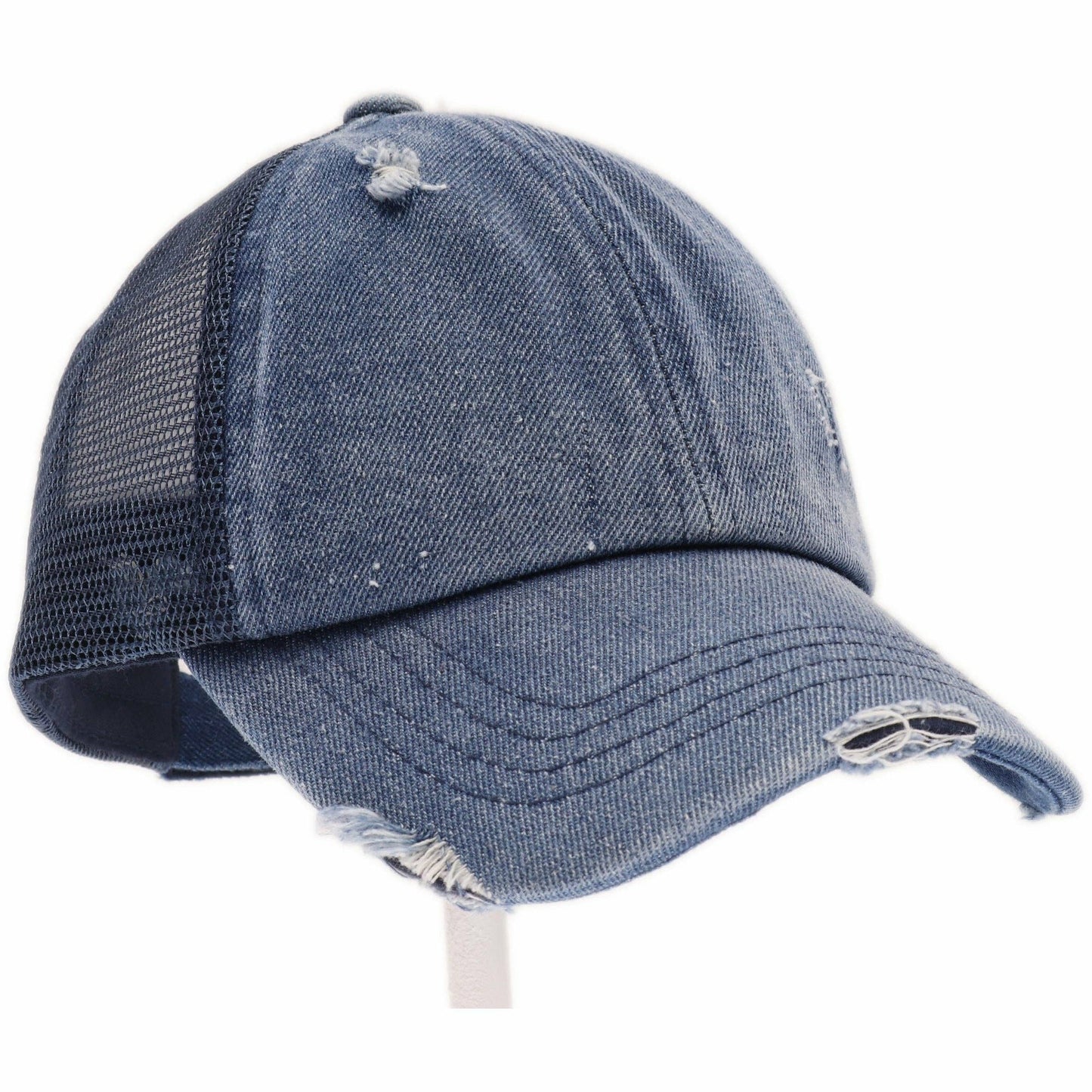 Kids Distressed Criss-Cross Ponytail Ball Cap