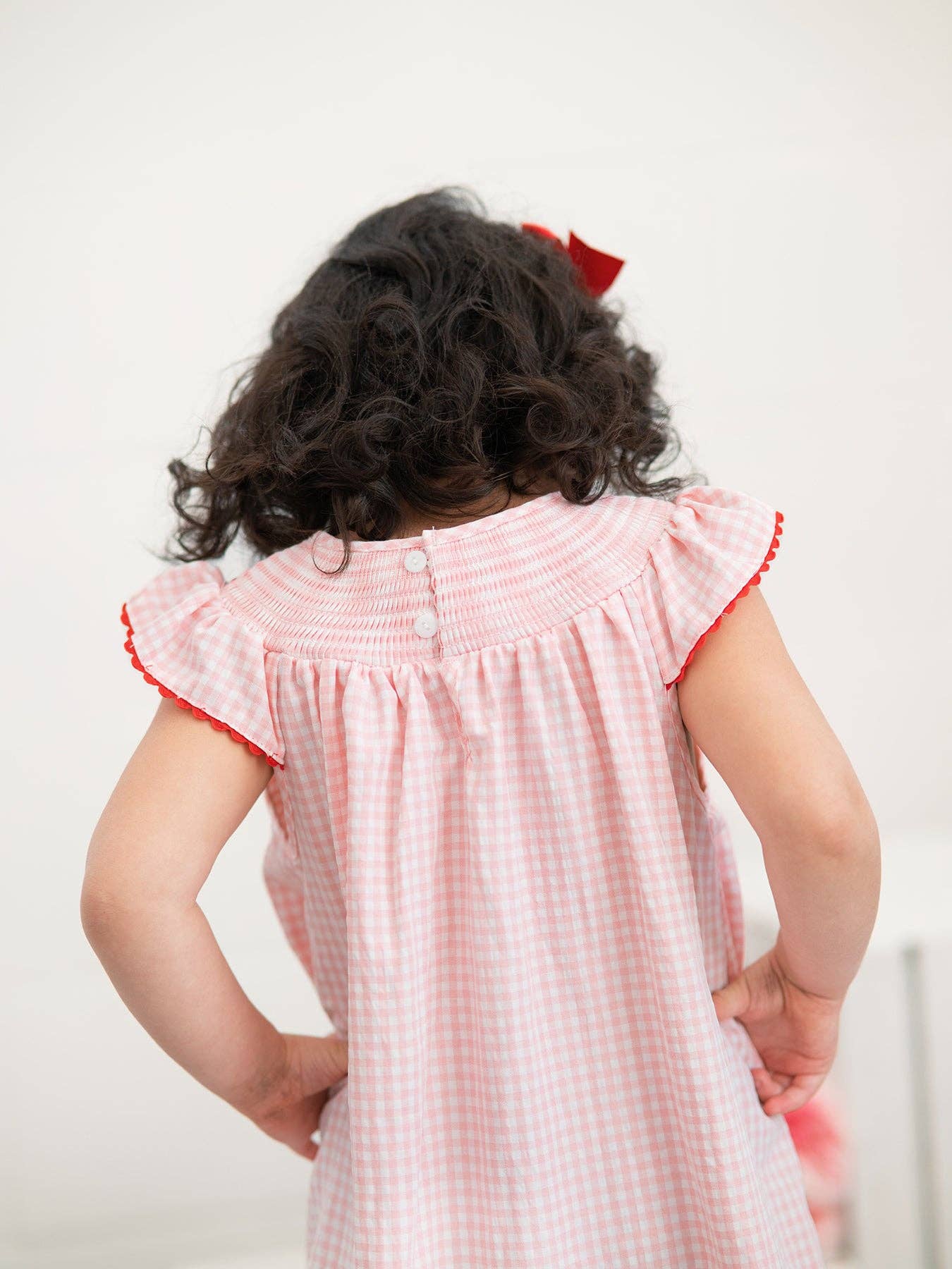 Strawberry Embroidered Plaid Smocked Dress
