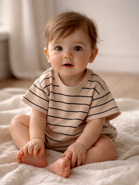 Tan & Black Stripe T-Shirt Bubble