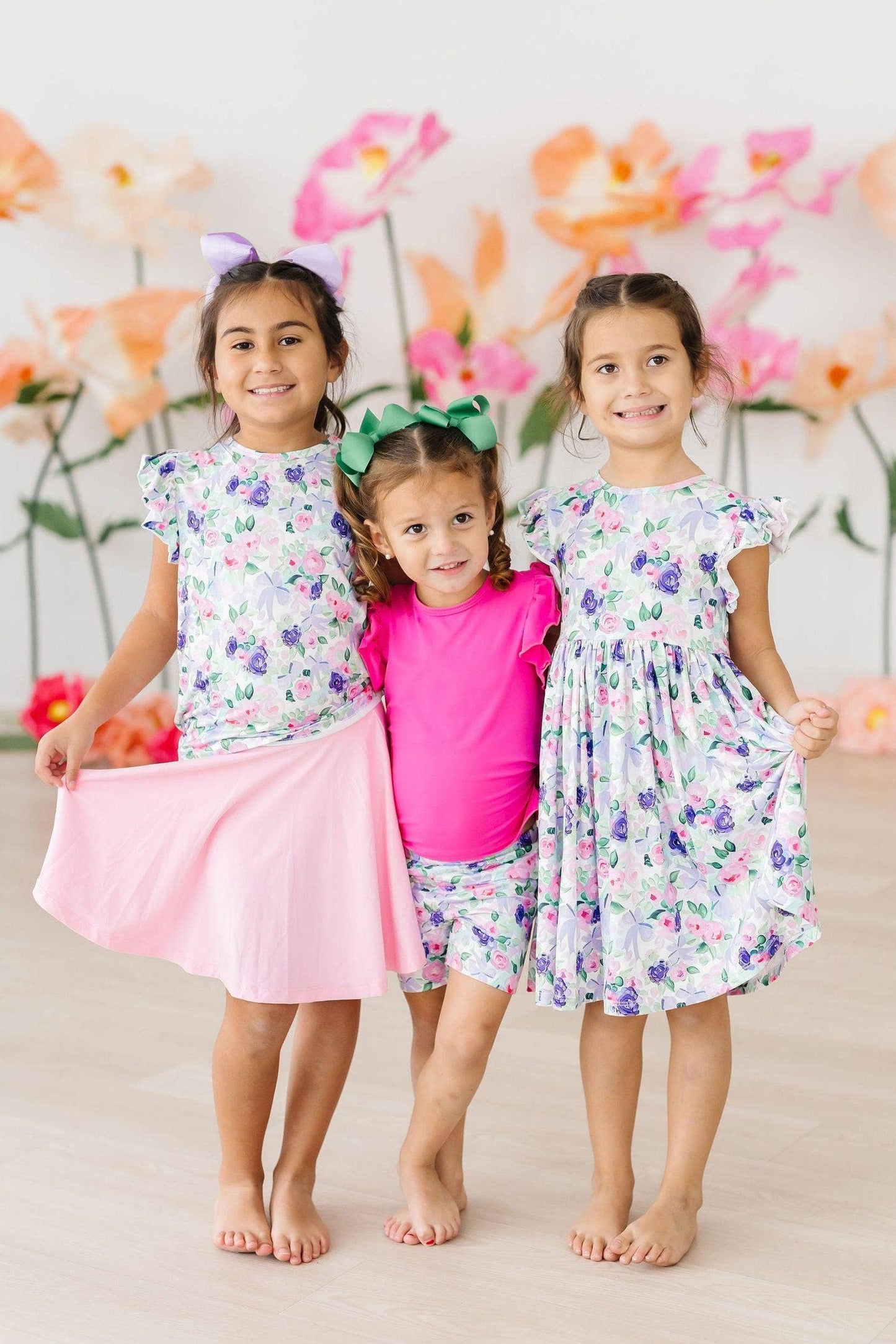 Lavender Garden Flutter Sleeve Twirl Dress