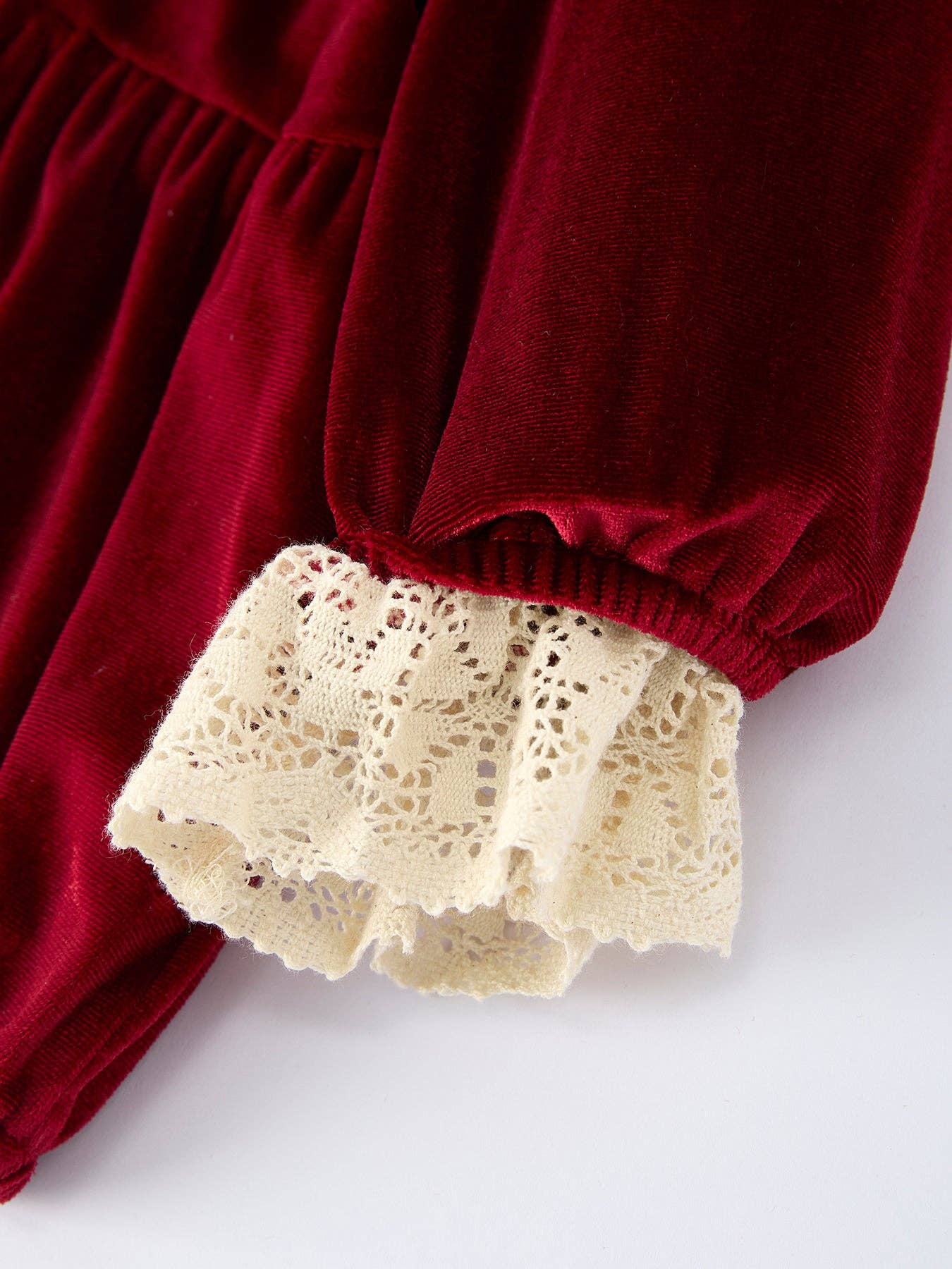 Velvet Long Sleeve Lace Romper