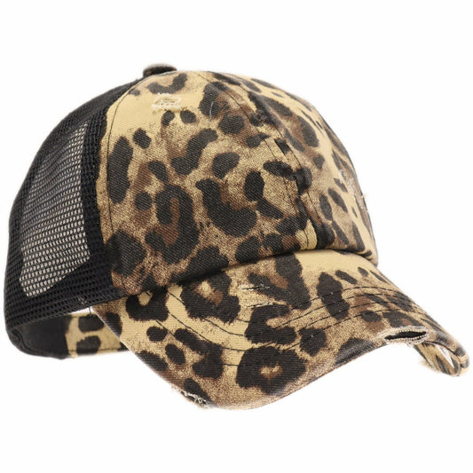 Kids Distressed Criss-Cross Ponytail Ball Cap