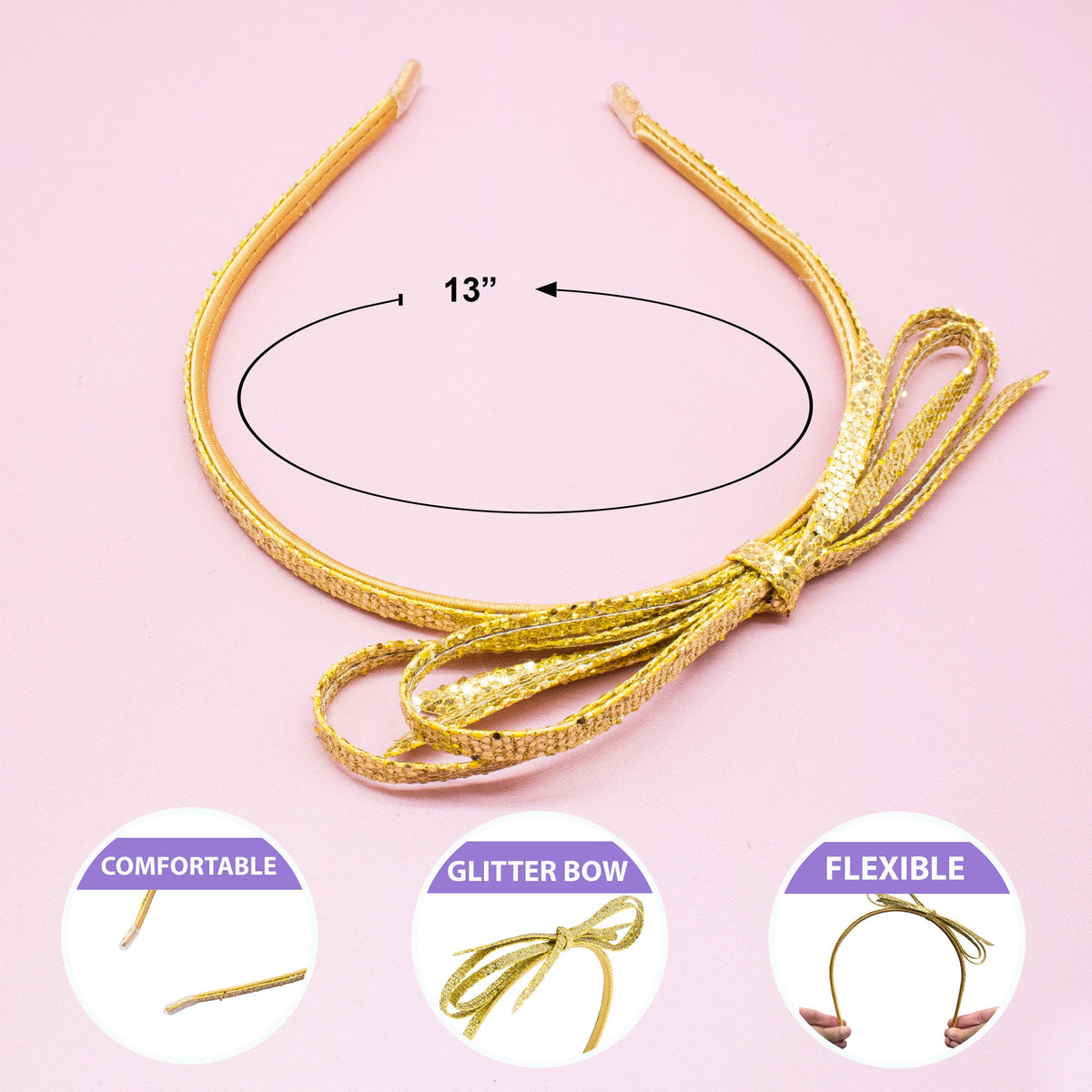 Thin Metallic Bow Headband