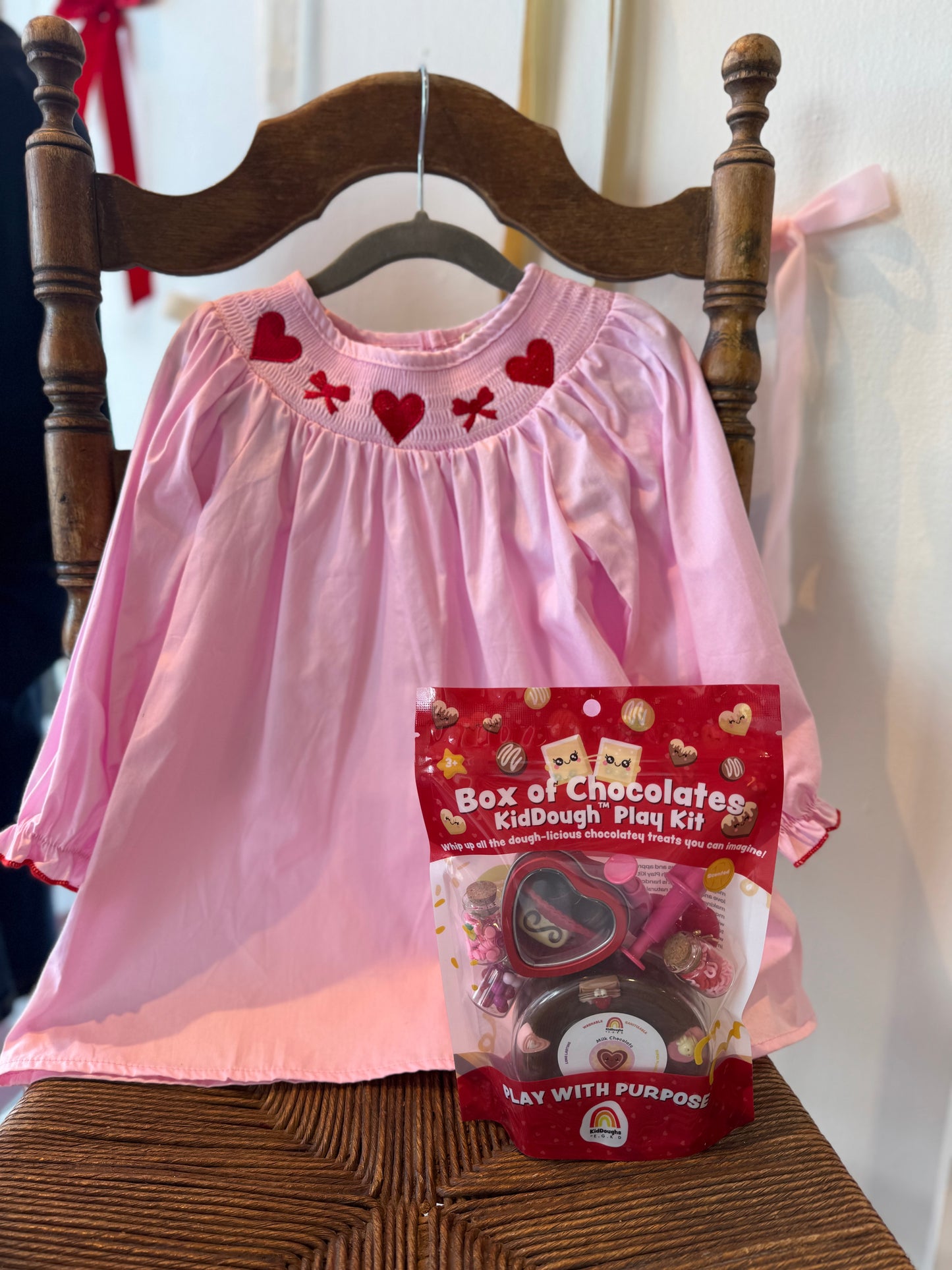 Sweetheart Smocked Long Sleeve Dress