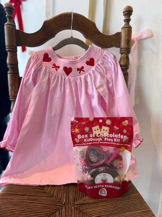 Sweetheart Smocked Long Sleeve Dress