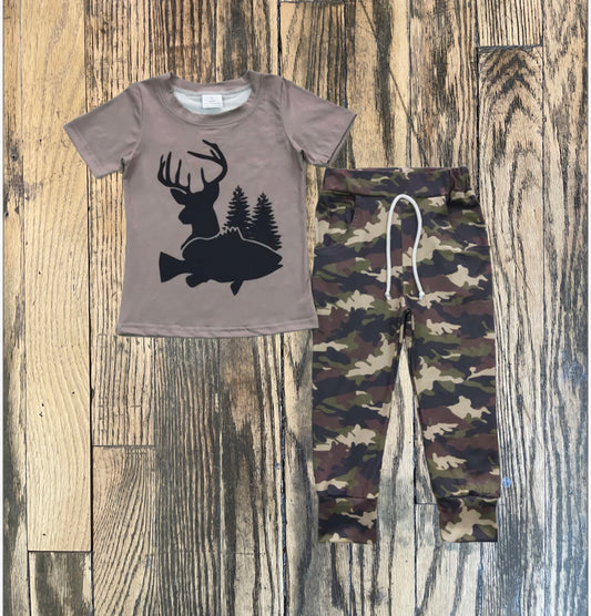 Deer & Fish Camo Two Piece Set