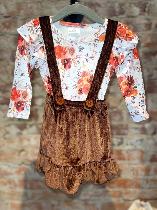 Fall Floral Overall Skirt Set