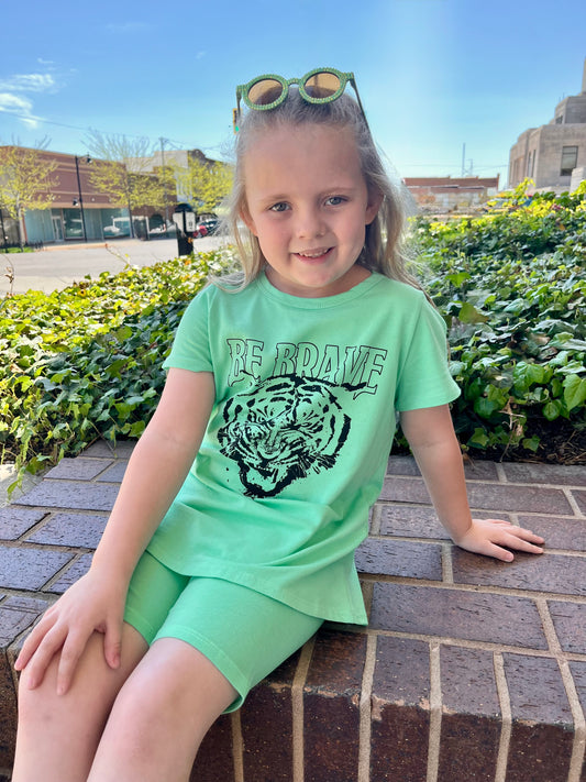 Neon Green Be Brave Shorts Set
