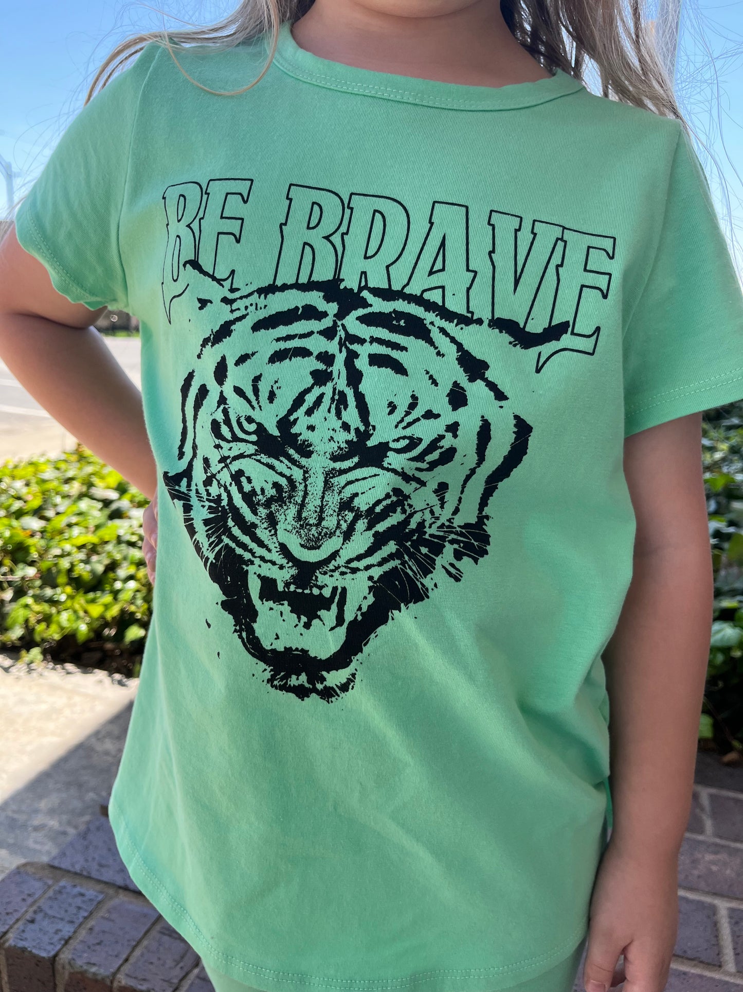 Neon Green Be Brave Shorts Set