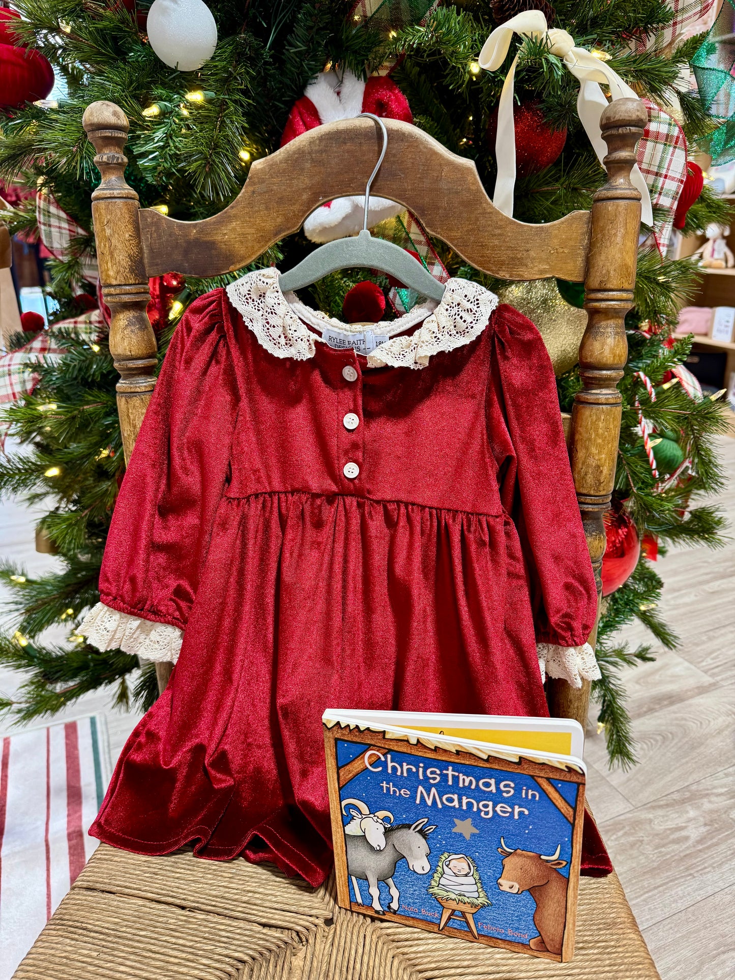 Velvet Long Sleeve Lace Dress