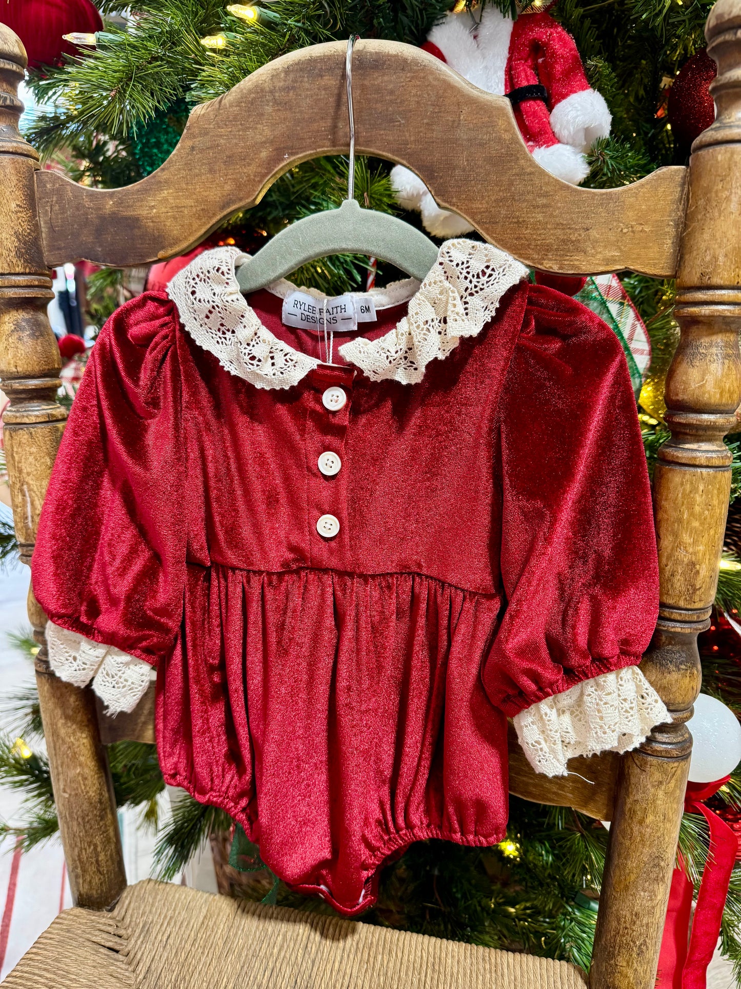 Velvet Long Sleeve Lace Romper