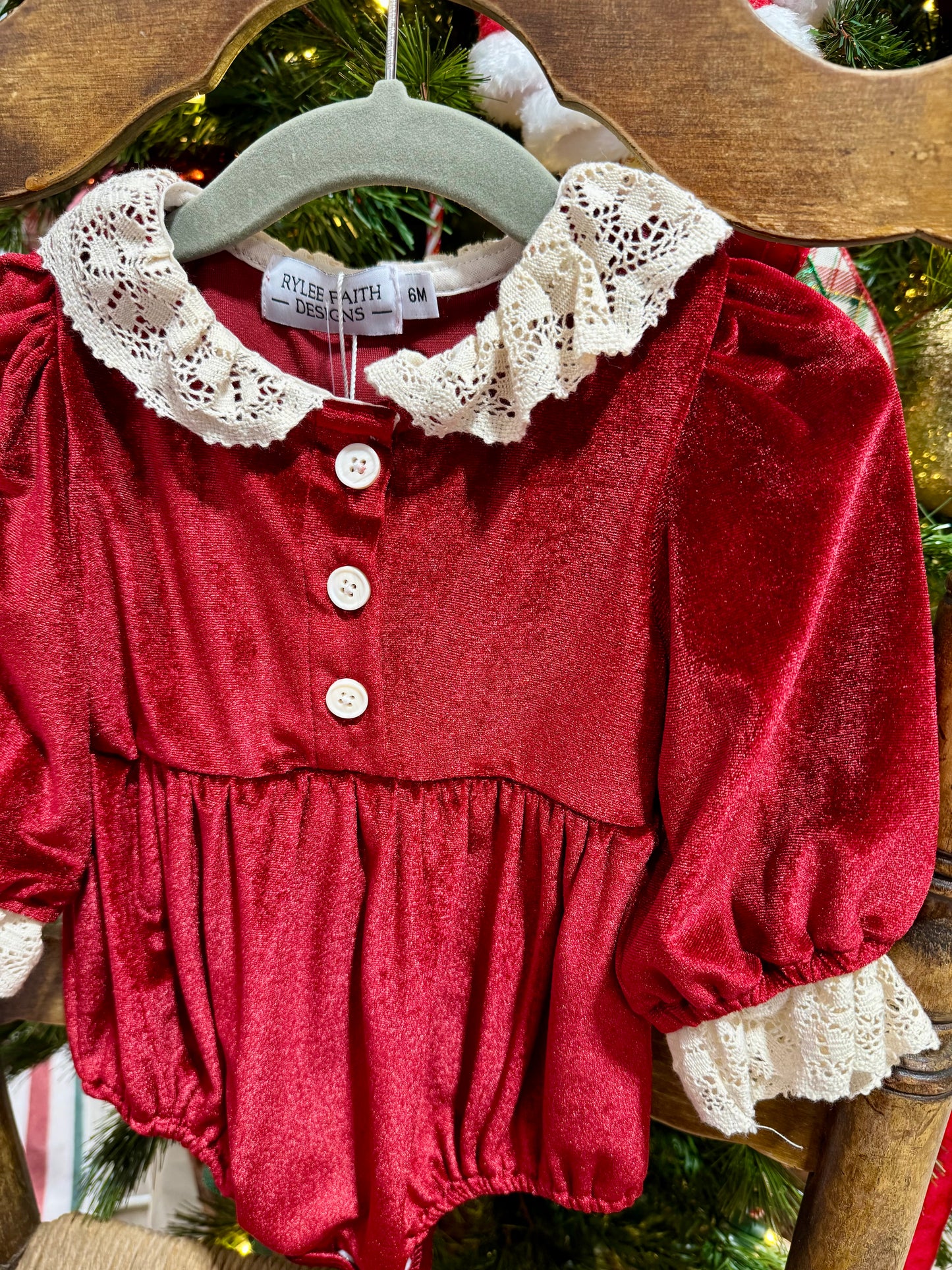 Velvet Long Sleeve Lace Romper