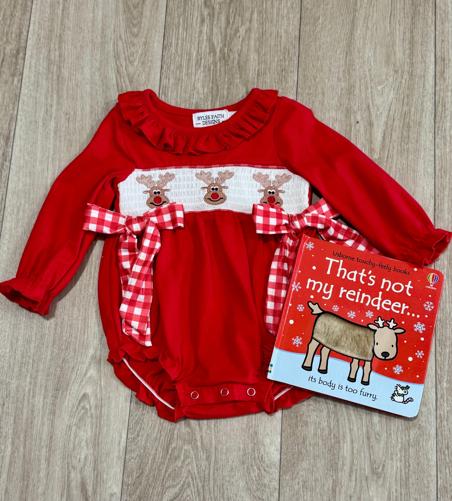 Smocked Reindeer Bow Romper
