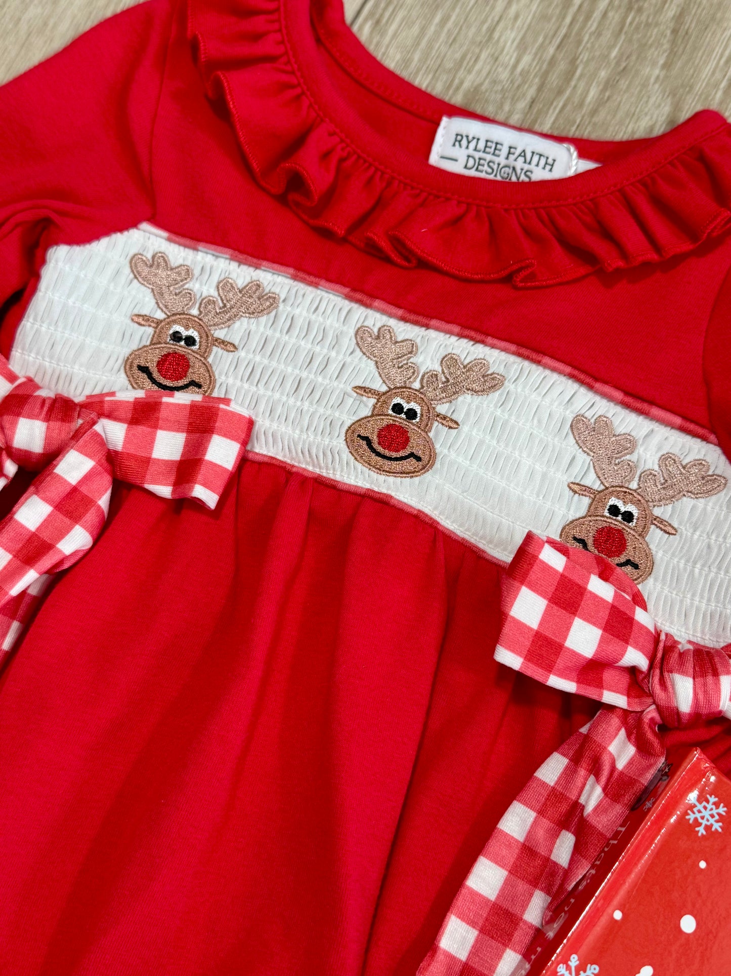 Smocked Reindeer Bow Romper
