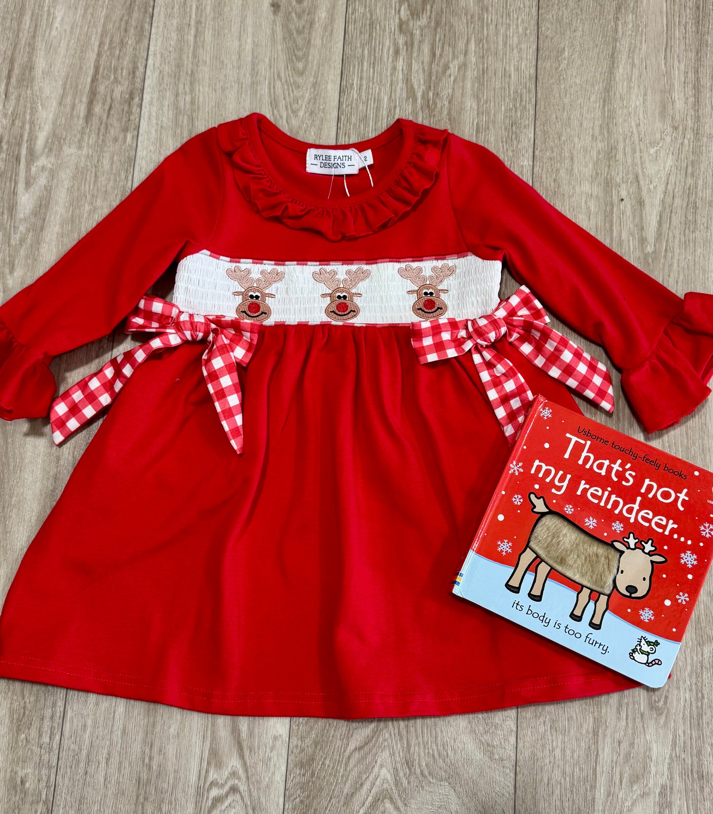 Smocked Reindeer Bow Dress