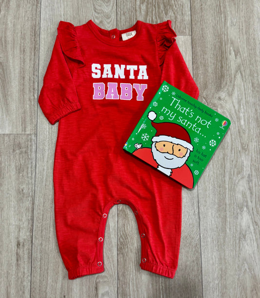 Santa Baby Long Sleeve Ruffle Romper