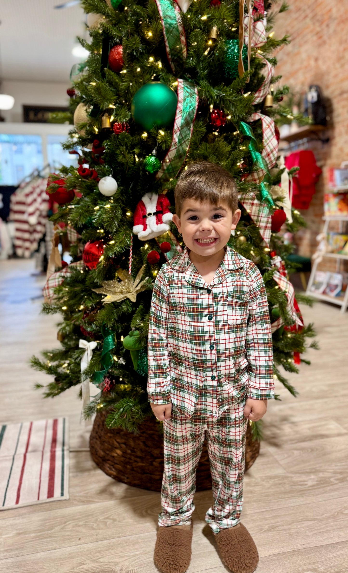 Christmas Plaid Bamboo Button Up Set