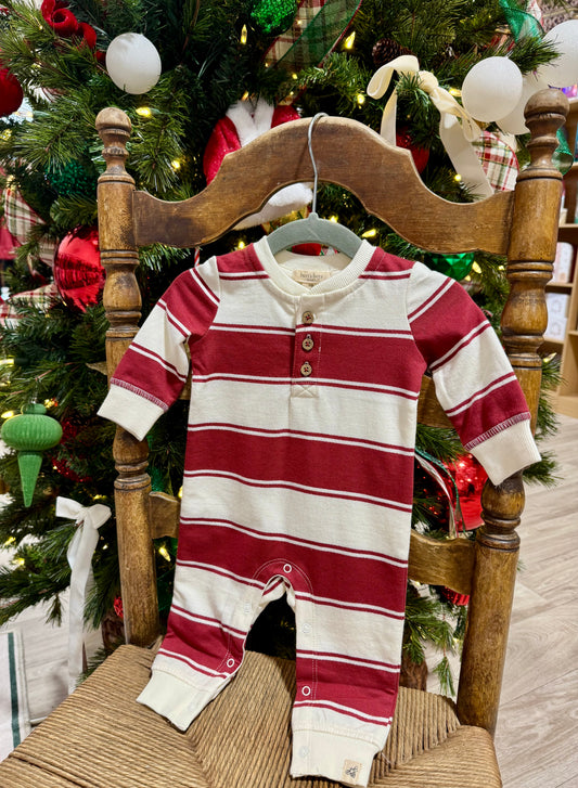 Brick Red Striped Romper
