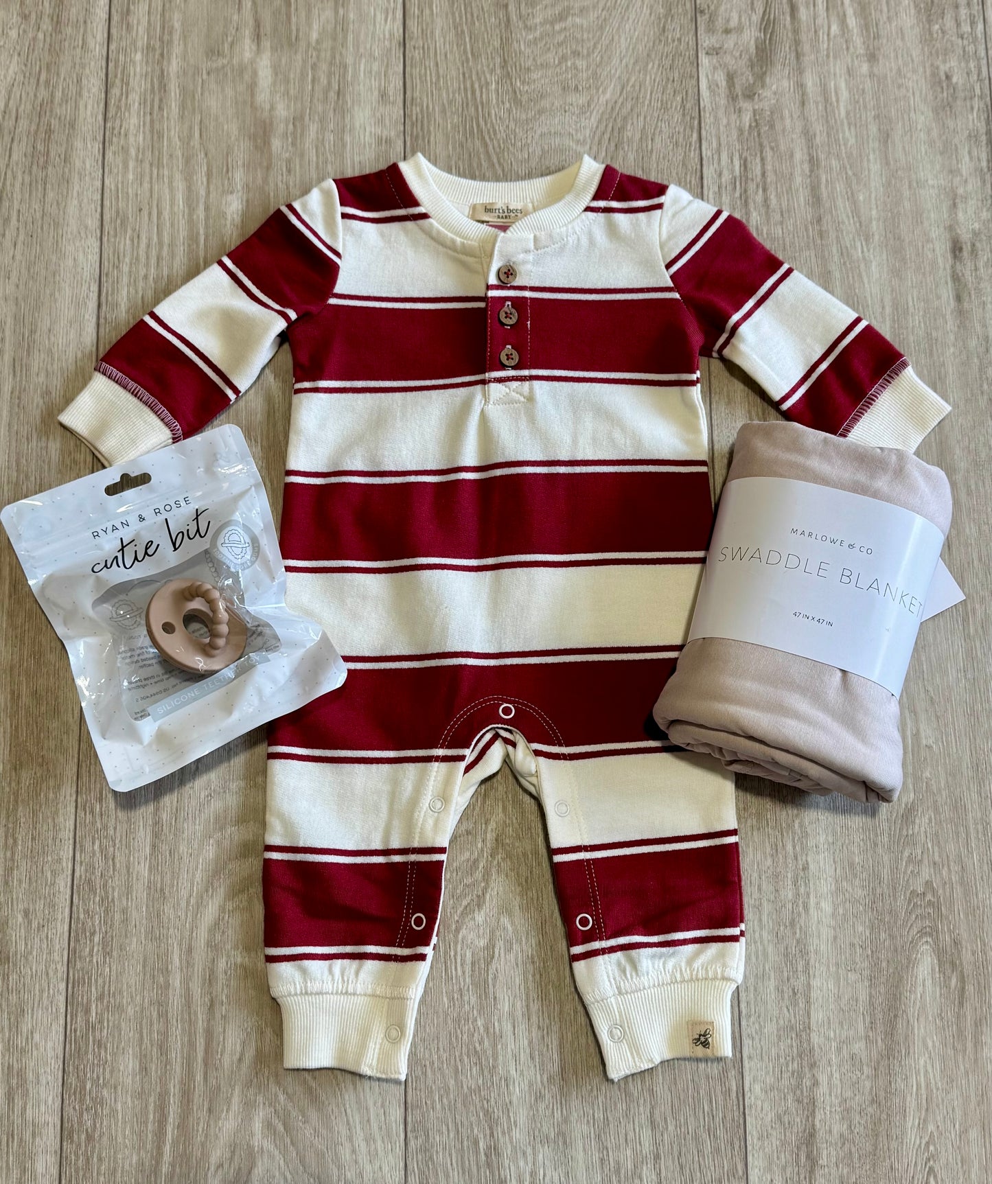Brick Red Striped Romper