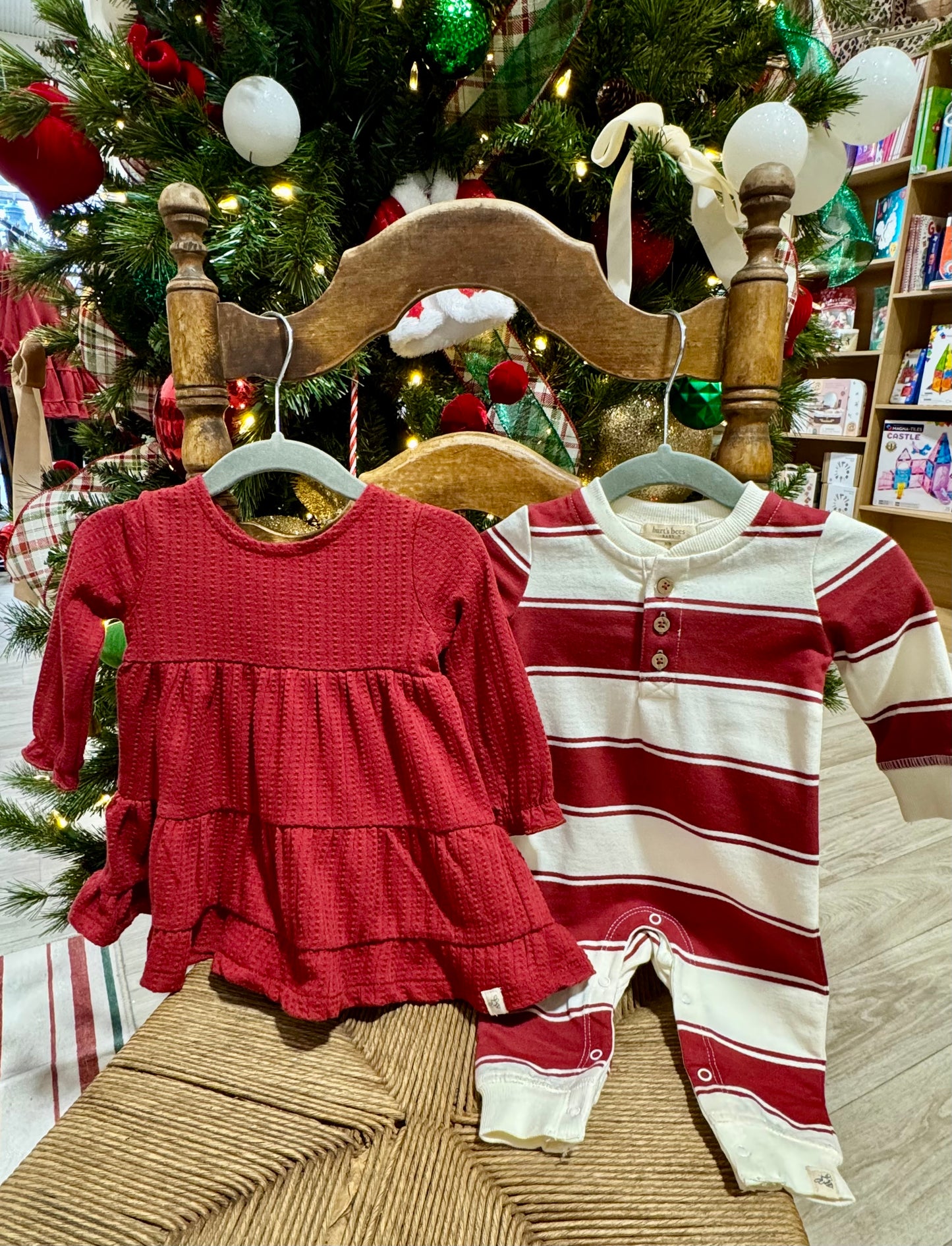 Dotted Rib Cotton Dress - Brick Red