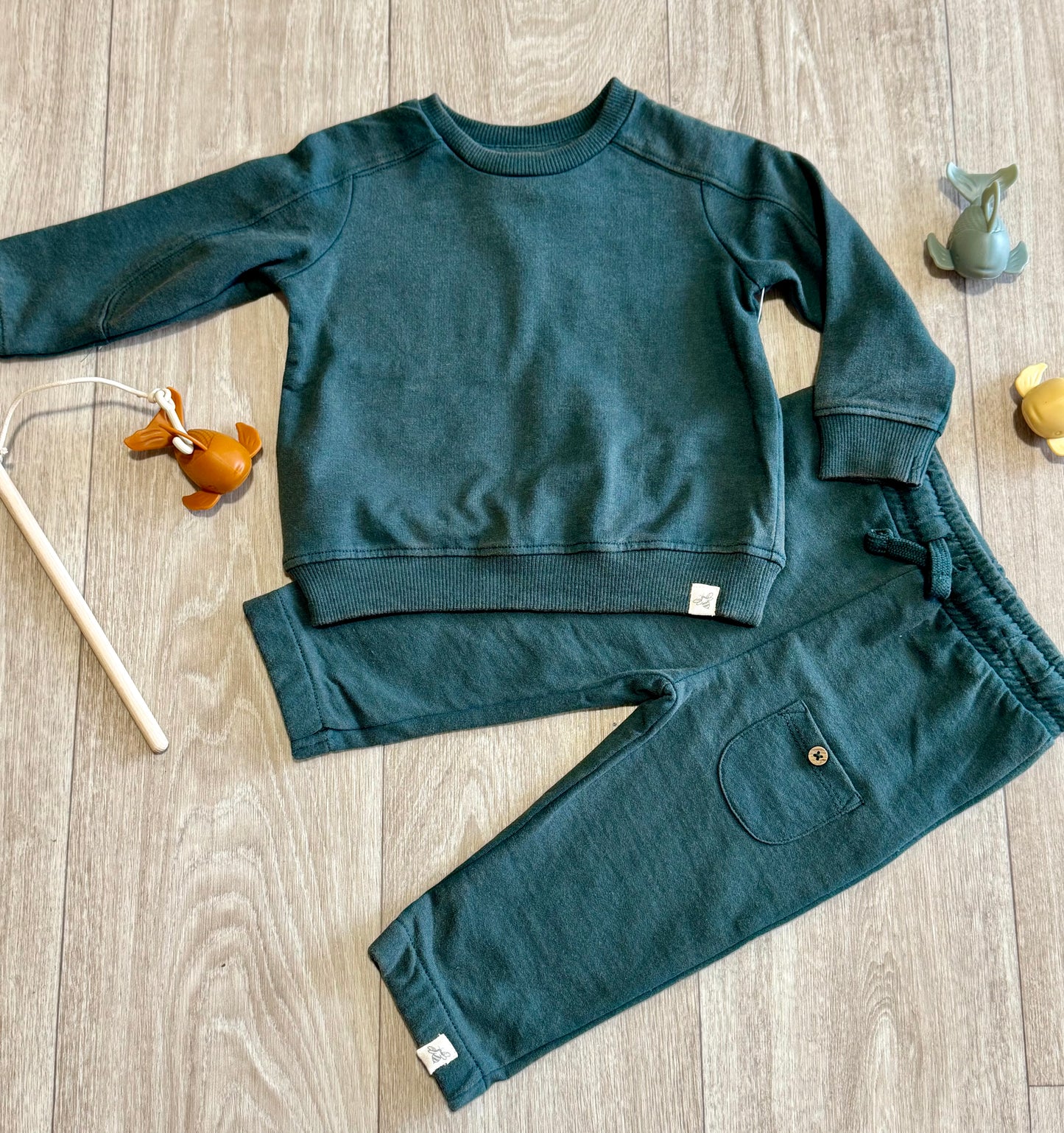 Forrest Green Acid Wash Crewneck & Jogger Set