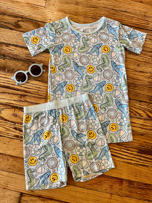 Blue Beach Babe Shorts Set-Bamboo