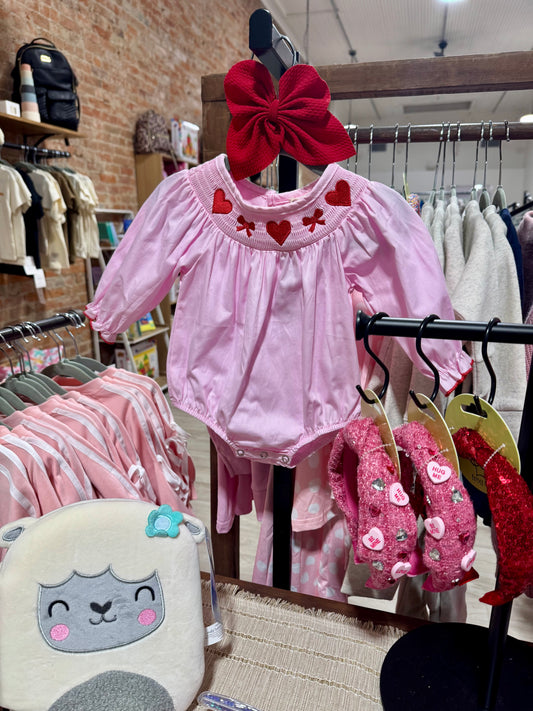 Sweetheart Smocked Long Sleeve Romper