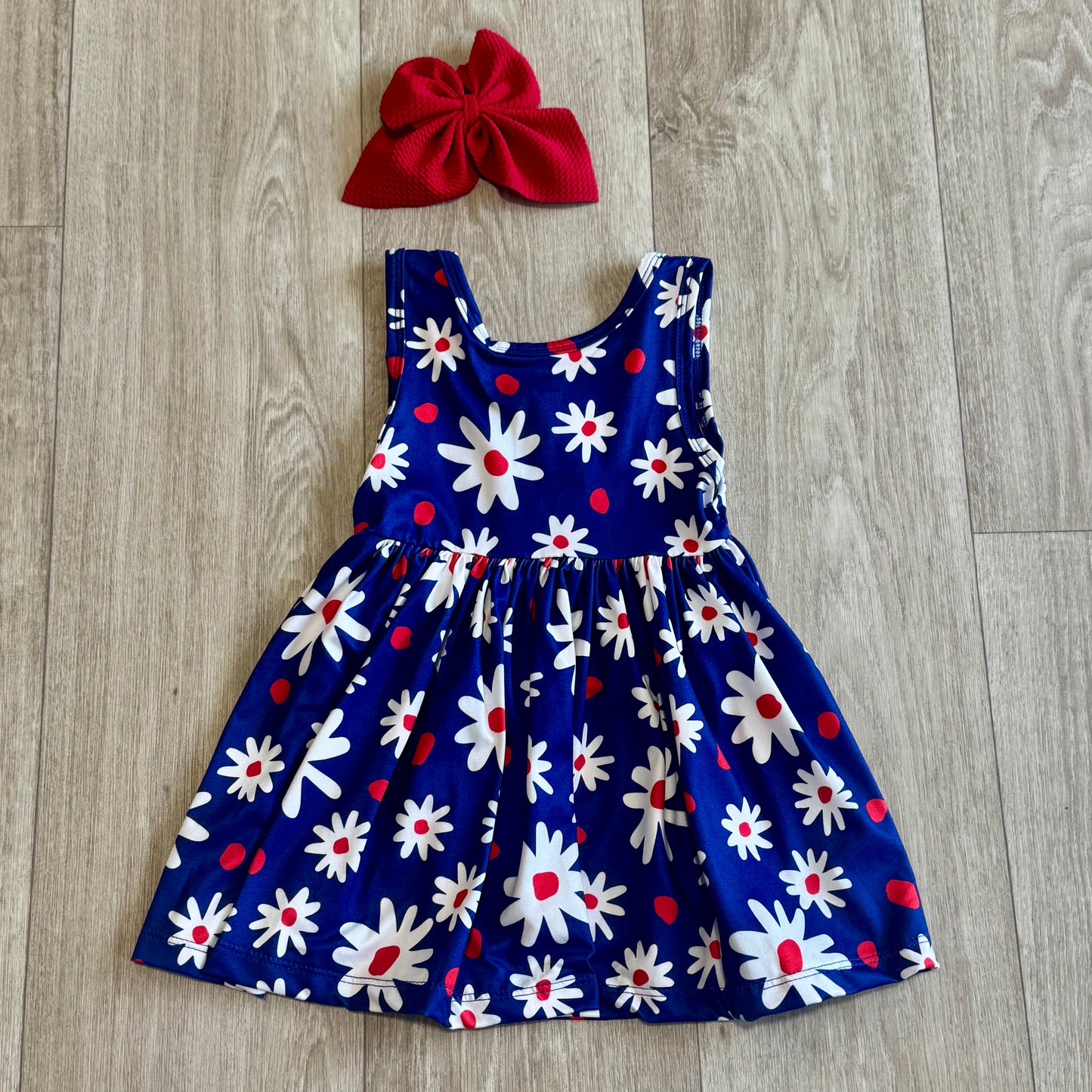 Red, White & Bloom Tank Twirl Dress
