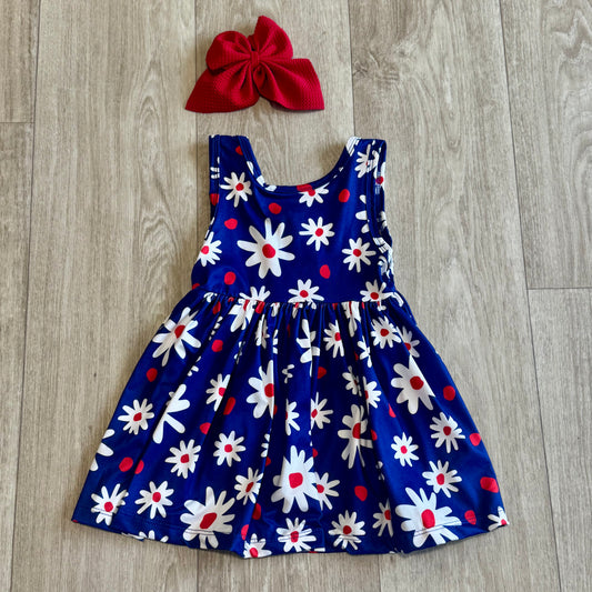 Red, White & Bloom Tank Twirl Dress