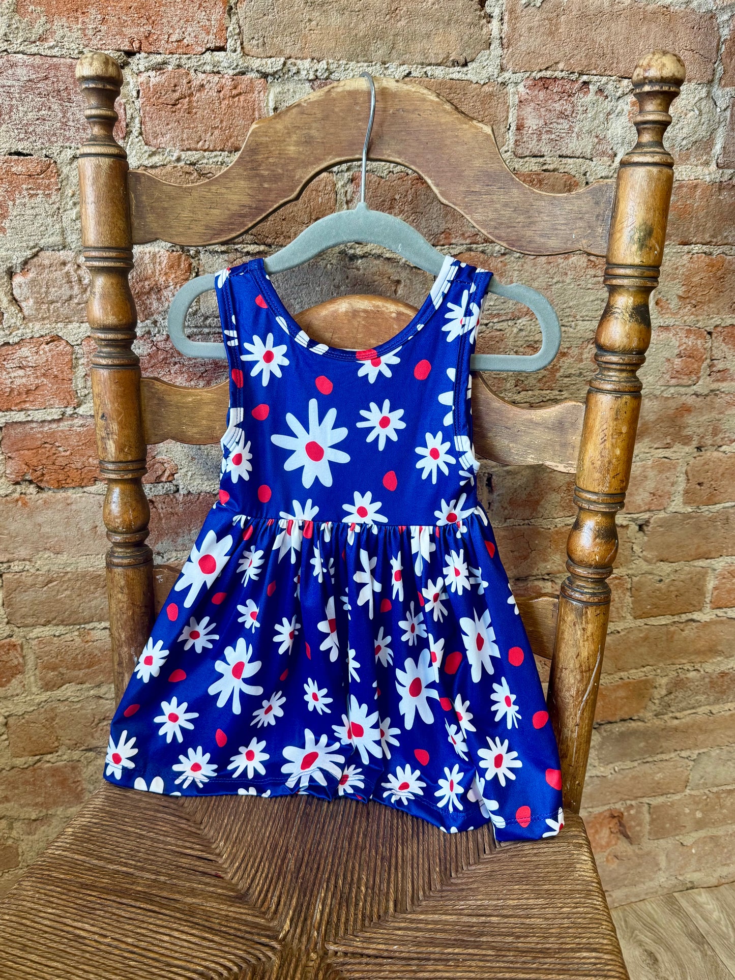 Red, White & Bloom Tank Twirl Dress