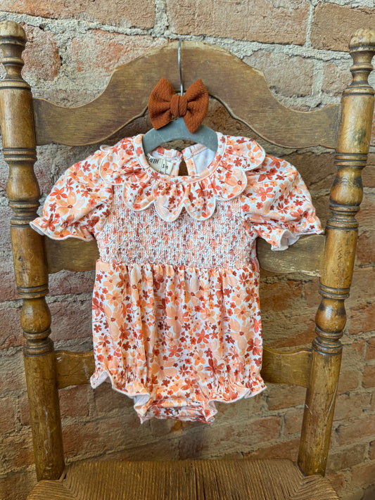 Autumn Bloom Smocked Romper
