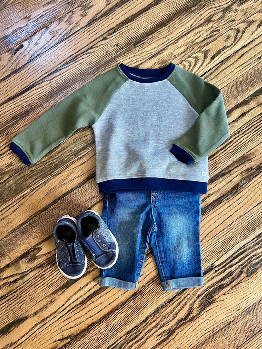 Heather Gray Color Block Raglan Sweatshirt
