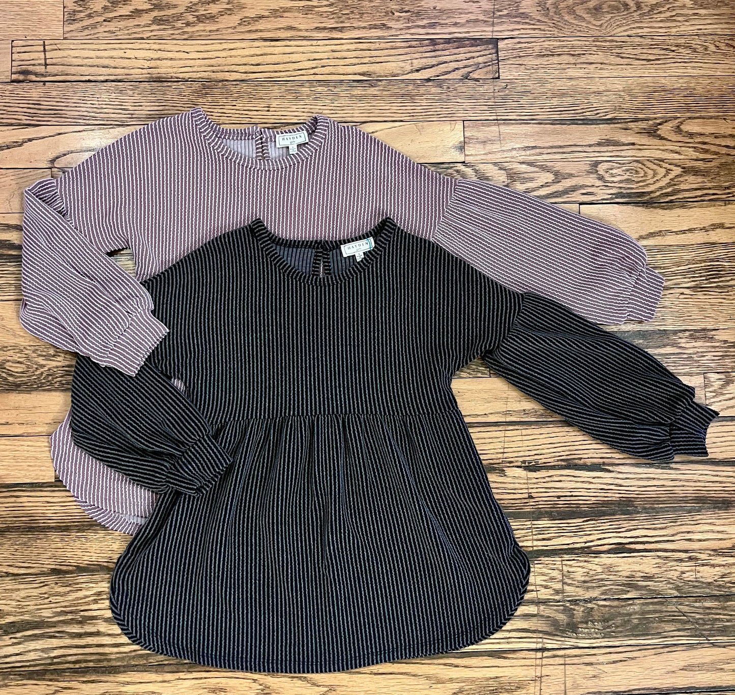 Mauve Ribbed Baby Doll Knit Top