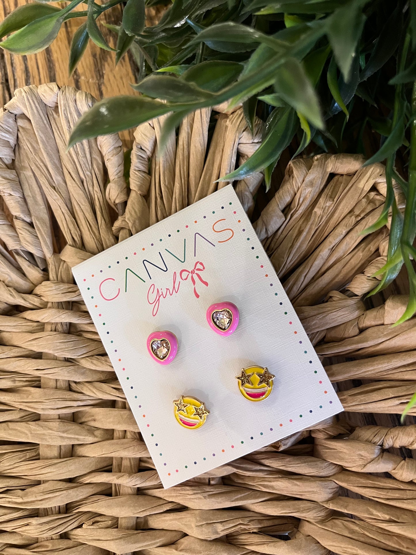 Starry Smile & Jeweled Heart Stud Earrings