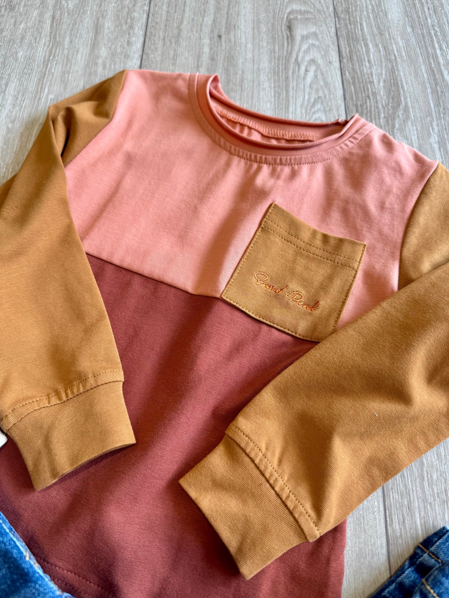 Rust Colorblock Long Sleeve Tee