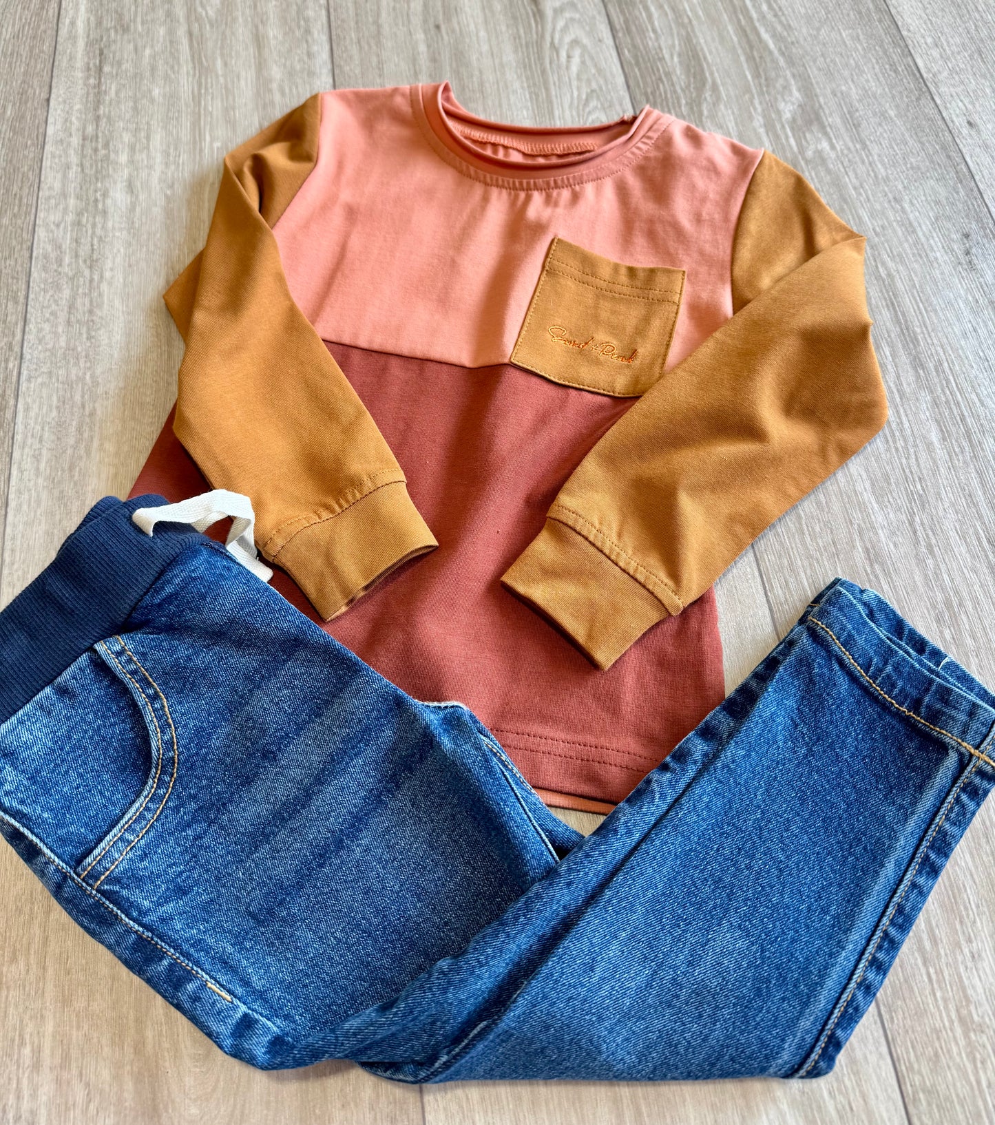 Rust Colorblock Long Sleeve Tee