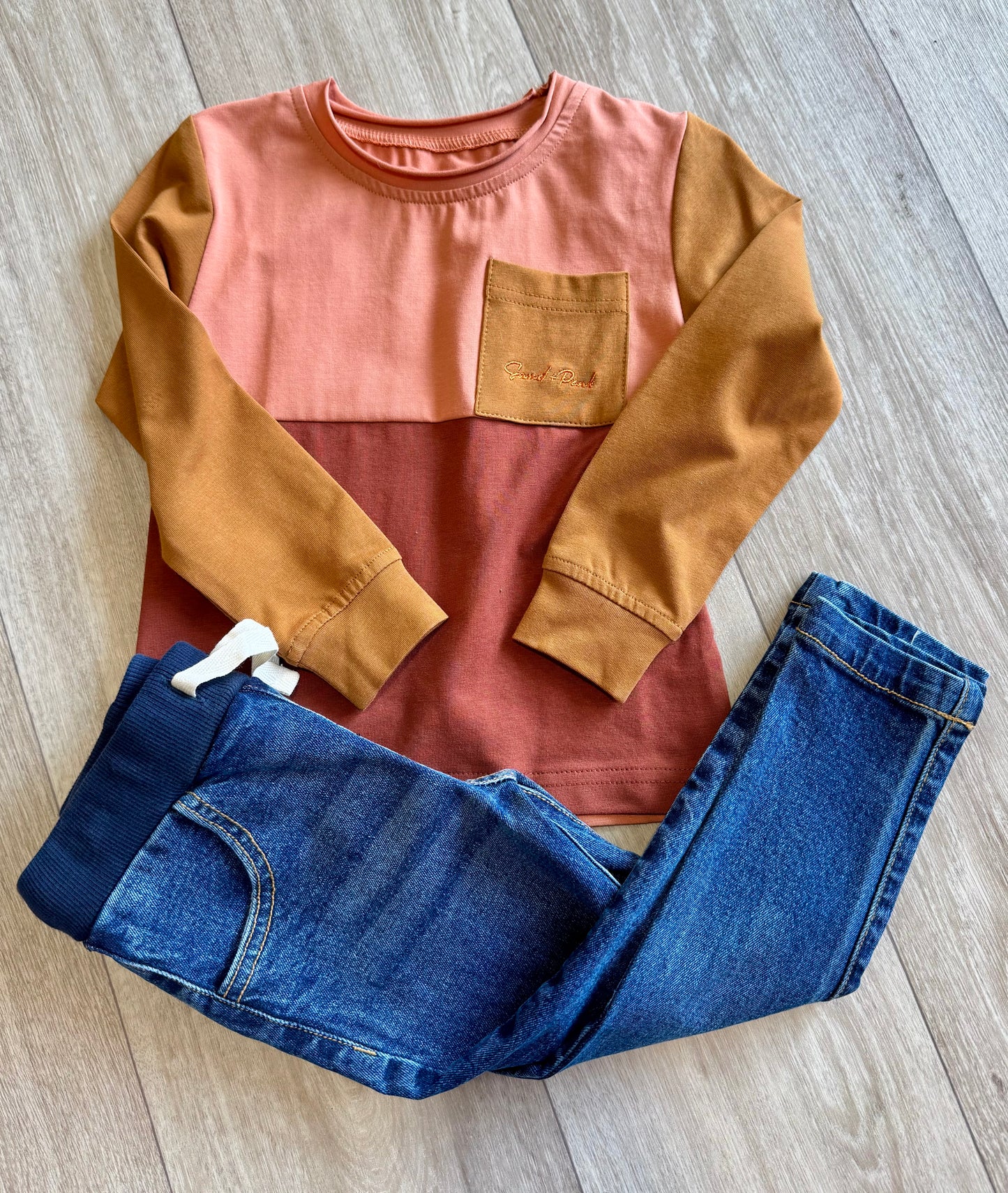 Rust Colorblock Long Sleeve Tee