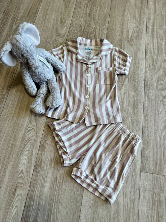 Blush Stripe Bamboo Button Up Short Set