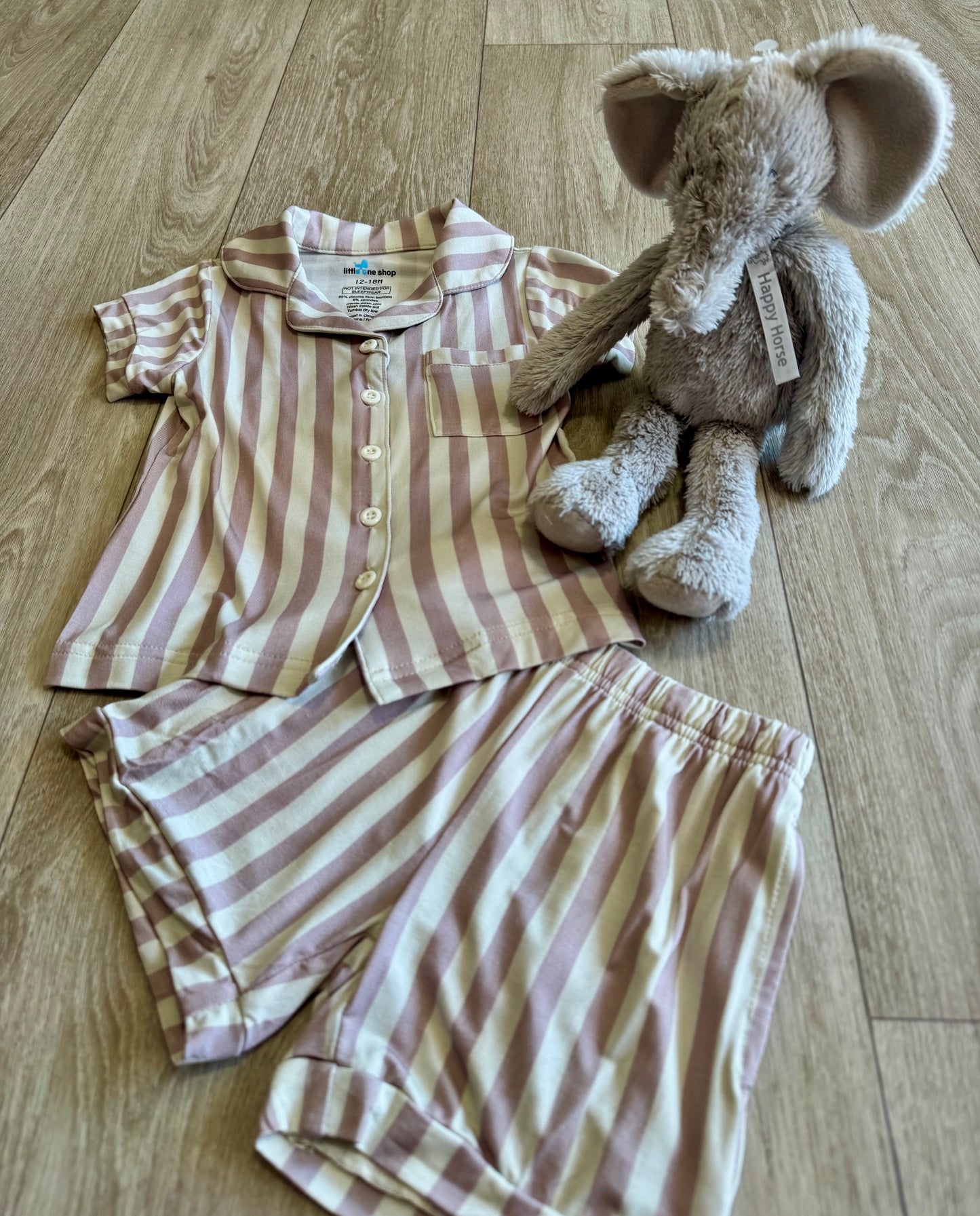Blush Stripe Bamboo Button Up Short Set