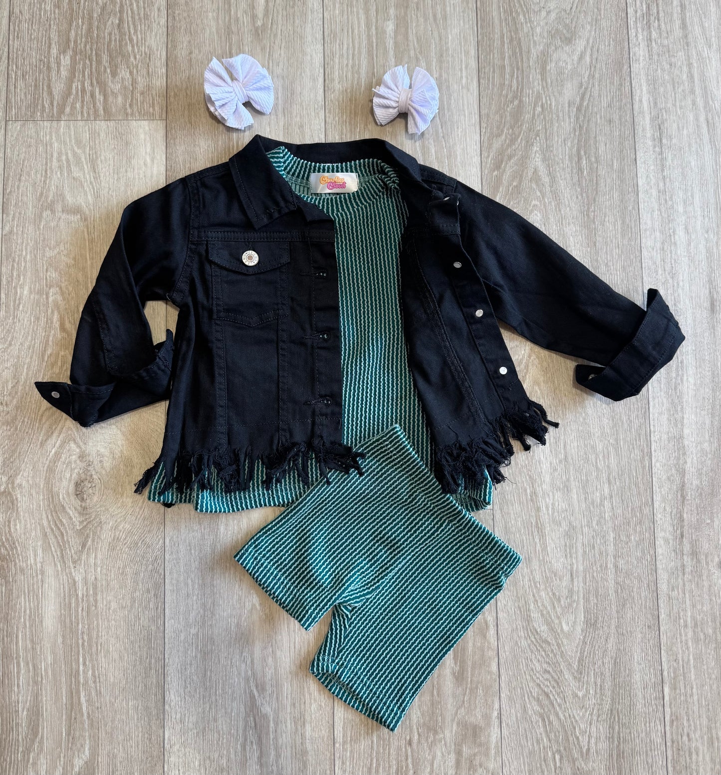 Oversized Ribbed Biker Set - Teal