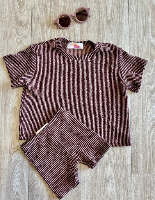 Oversized Ribbed Biker Set - Espresso