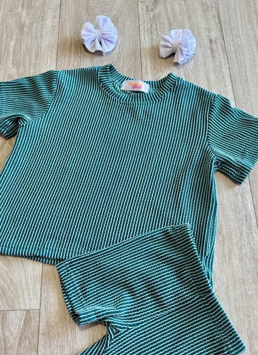Oversized Ribbed Biker Set - Teal