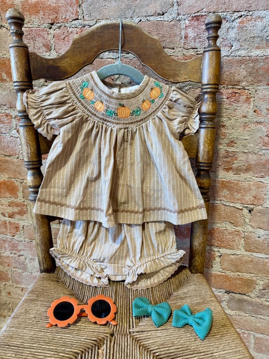 Pumpkin Pinstripe Bloomer Set