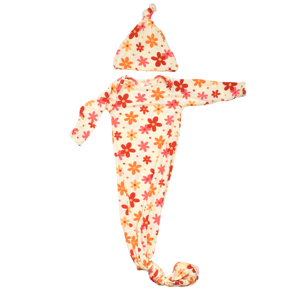 Groovy Flower Knotted Baby Gown
