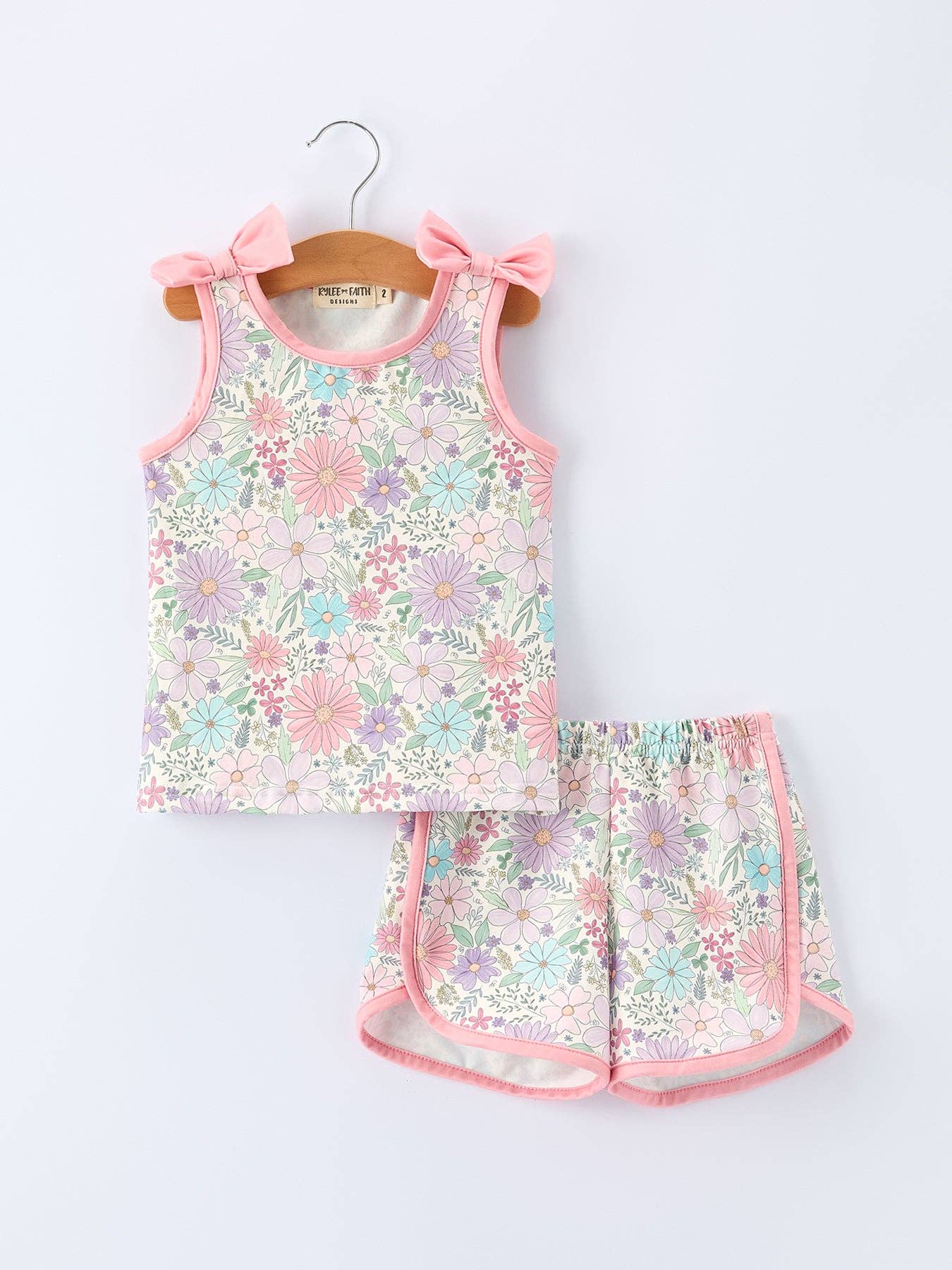 Pink Floral Tank Top and Shorts Set