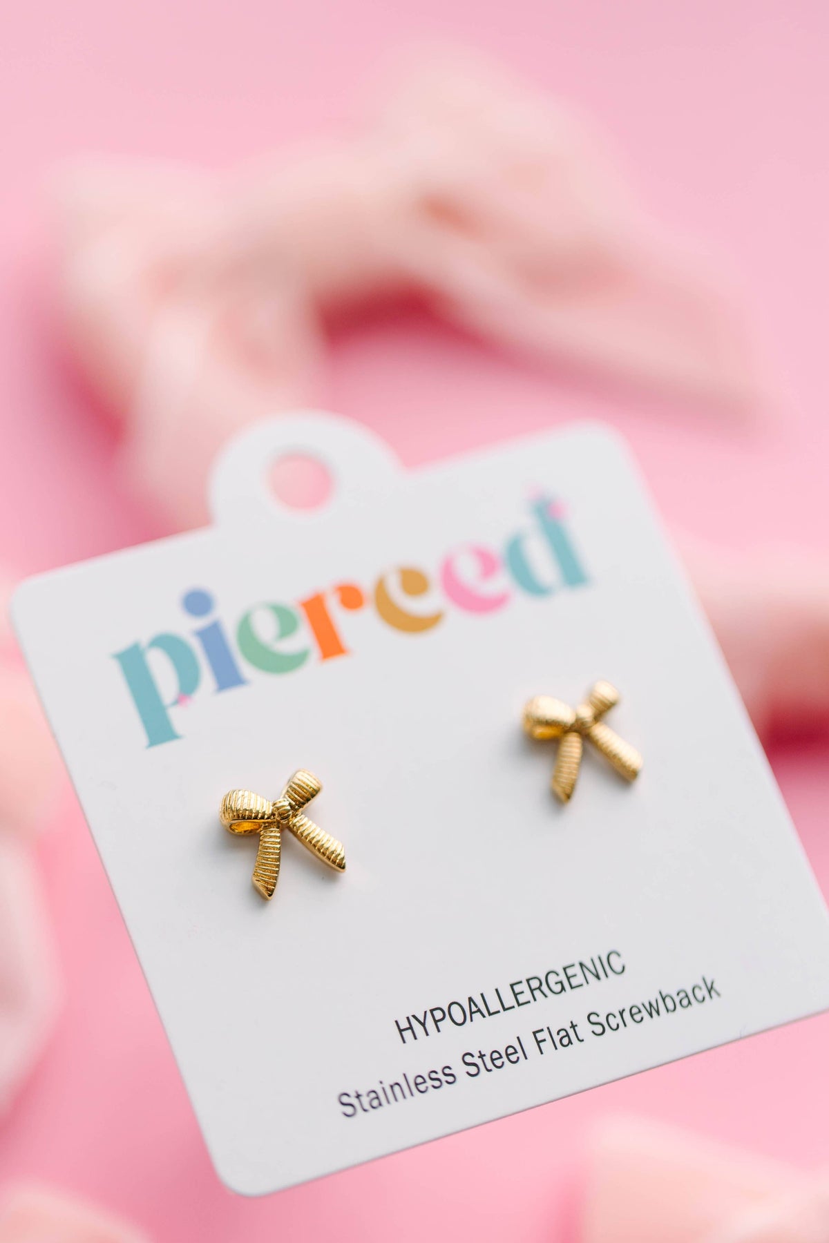 Gold Bow Flat Back Earrings